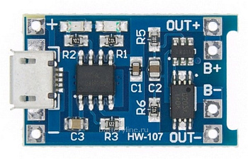 плата заряда Li-Ion MicroUSB с контролем заряда HW-107 плата заряда Li-Ion MicroUSB с контролем заряда HW-107
