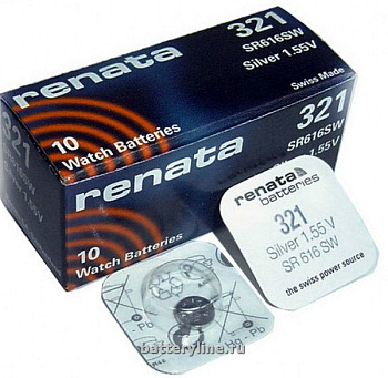 Батарейка часовая серебряно-цинк 321 Renata SR616/SR65 (6.8x1.6mm) BL1/BL10 (1/10)