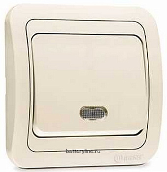 Выкл 1кл MAKEL Mimoza КРЕМ /крем с ПОДСВЕТ 25021 (со вставкой)