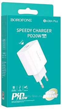 Зарядка сетевая вых=(5V; 3.0A (PD20W(Type-C) Borofone BA81A белый 308181 Зарядка сетевая вых=(5V; 3.0A (PD20W(Type-C) Borofone BA81A белый 308181