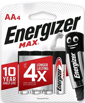 Батарейка AA LR6 Energizer** Мах BL4 (4/48/192) Батарейка AA LR6 Energizer** Мах BL4 (4/48/192)