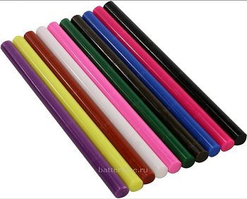 ТермоКлей для клеевого пистолета d=11мм L=200мм (толстый) разноцветный 10шт