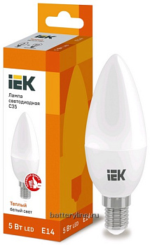 Лампа LED E14 Candle  5.0W/40Вт 3000K тёплый IEK ECO /450лм 442199 Лампа LED E14 Candle  5.0W/40Вт 3000K тёплый IEK ECO /450лм 442199