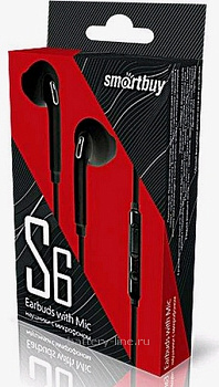 Наушники  SmartBuy SBH-201K S6 вакуумные +микрофон+кнопка ответа в коробке черный Наушники  SmartBuy SBH-201K S6 вакуумные +микрофон+кнопка ответа в коробке черный