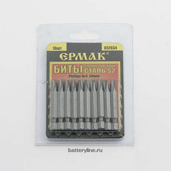 Инструмент. набор БИТ PH3 50мм (10 предм) ЕРМАК [657-034]