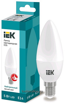 Лампа LED E14 Candle  5.0W/40Вт 4000K нейтральный IEK ECO /450лм 442250 Лампа LED E14 Candle  5.0W/40Вт 4000K нейтральный IEK ECO /450лм 442250