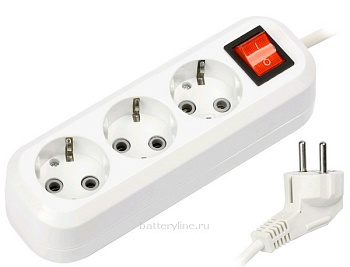 Удлинитель 3гн 2м 16A c заземлением с выключателем SmartBuy SBE-16-3-02-ZS (ПВС 3*1)