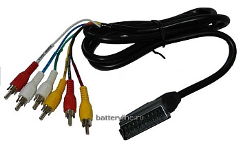 Шнур SC-6T (Scart-6RCA stereo) литой 1.2m толст