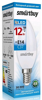 Акция Без Гарантии Лампа LED E14 Candle 12W/100Вт 6000K дневной SmartBuy /960лм 068155 Акция Без Гарантии Лампа LED E14 Candle 12W/100Вт 6000K дневной SmartBuy /960лм 068155