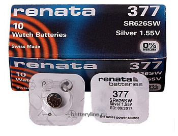 Батарейка часовая серебряно-цинк G04 Renata SR626/377 (6.8x2.6mm) BL1 (1/10)