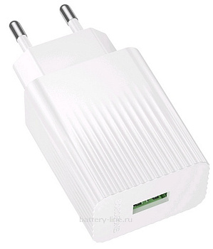 Зарядка сетевая вых=(5v 3.0A QC3.0 USB 18w) + шн.Type-C Borofone BAS72A белый 122682