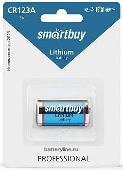 Батарейка CR123 3v SmartBuy BL1  Батарейка CR123 3v SmartBuy BL1