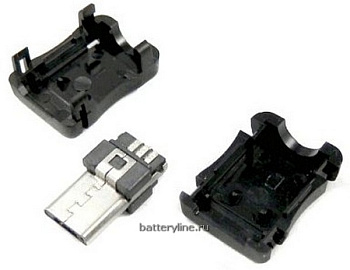 MicroUSB 5pin штекер черный под пайку (две крышки)