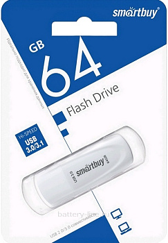 Карта USB. 64Gb  usb3.0 SmartBuy Scout белый 108943