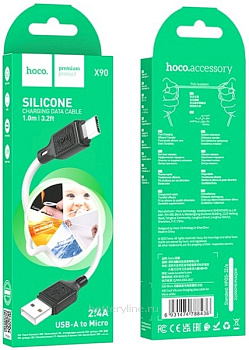 Кабель USB microUSB 1.0m HOCO X90 2.4A силиконовый белый в коробке 788436 Кабель USB microUSB 1.0m HOCO X90 2.4A силиконовый белый в коробке 788436