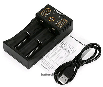 Зарядное устройство. Li-Ion (1-2 R6/R3/14500/18650/26650-1000mA) зарядка от USB + USBвыход 1A LiitoKala Lii-202