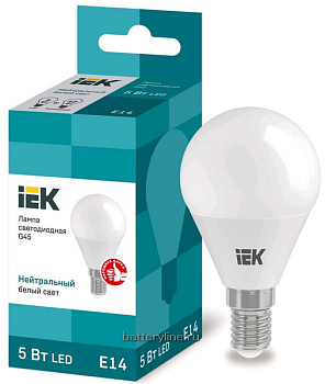 Лампа LED E14 Globe  5.0W/40Вт 4000K нейтральный IEK ECO G45 450лм 442434 Лампа LED E14 Globe  5.0W/40Вт 4000K нейтральный IEK ECO G45 450лм 442434
