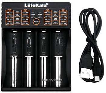 Зарядное устройство. Li-Ion (1-4 R6/R3/14500/18650-2000mA) зарядка от USB + USBвыход 1A LiitoKala Lii-402