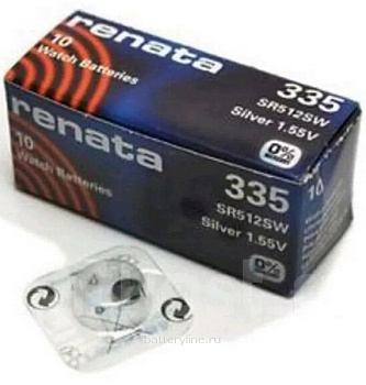 Батарейка часовая серебряно-цинк 335 Renata SR512 (5.8x1.25mm) BL1 (1/10)