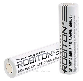 Аккумулятор 14500 [LiFePo 600mAh 3.2v] 50мм*14мм ROBITON
