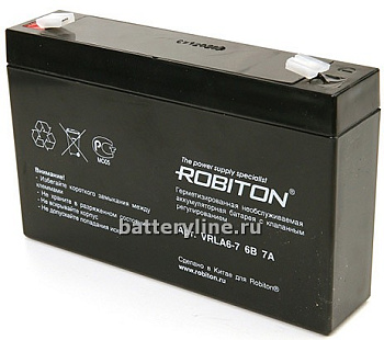 аккумулятор  6v  7000mAh 670Pb Robiton 32x92x150мм VRLA6-7.0  943513