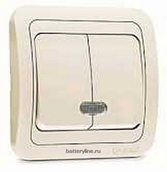 Выкл 2кл MAKEL Mimoza КРЕМ с ПОДСВЕТ 32023 без/вст *