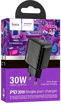 Зарядка сетевая вых=(5V; 3.0A (PD30W(Type-C) HOCO CS22A белый 609913 Зарядка сетевая вых=(5V; 3.0A (PD30W(Type-C) HOCO CS22A белый 609913