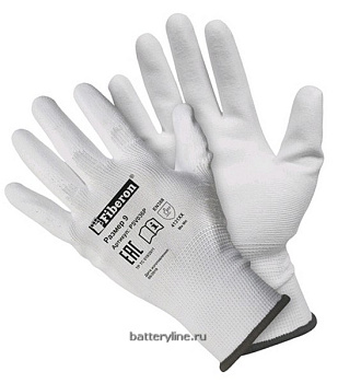 Перчатки полиэстеровые тонкие обливные белый (пара)