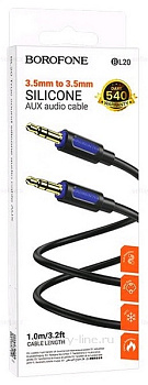 Шнур джек3.5-джек3.5 AUX (st3.5шт-st3.5шт) 1.0m Borofone BL20 силиконовый черный в коробке 314373