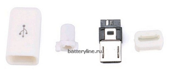 MicroUSB 5pin штекер белый под пайку (в колпачке) MicroUSB 5pin штекер белый под пайку (в колпачке)