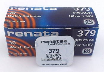 Батарейка часовая серебряно-цинк G0 Renata SR521/379 (5.8x2.1mm) BL1/BL10 (1/10)