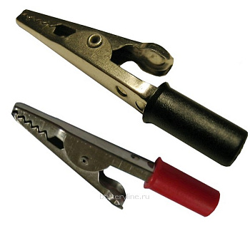 Крокодил   5A на банан ~44мм красный+черный (2шт в упак)