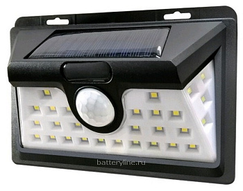Светильник дачный 6W аккумуляторный на солнечных элементах с датчиком движения SmartBuy 24LED SBF-63-MS черный гарантия 14 дней